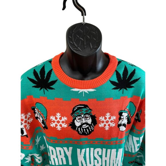 NWT Cheech & Chong Merry Kushmas Ugly Christmas Sweater Size Large - Picture 3 of 6